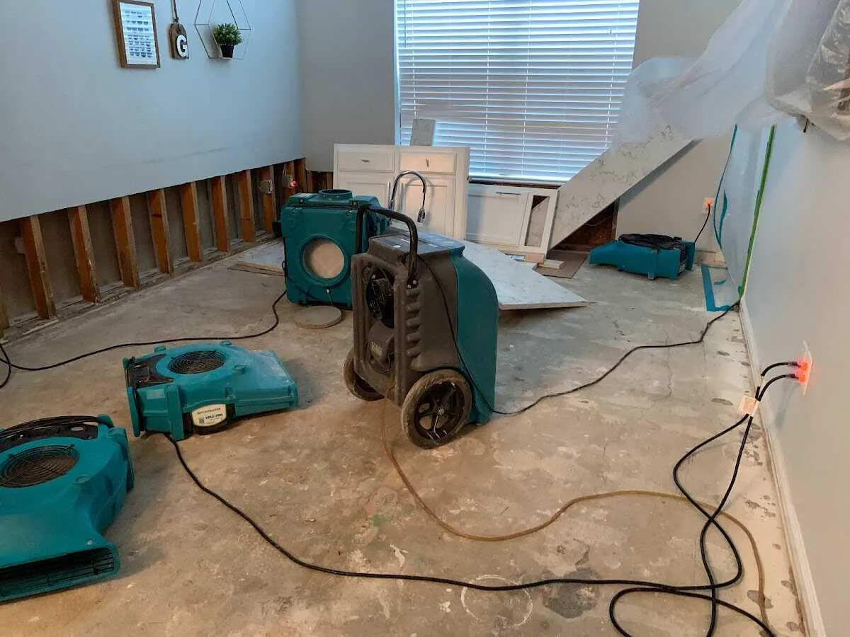 Dehumidifier in flood-cut room for Water Extraction & Removal in Lodi
